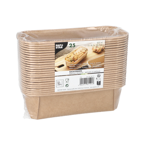 25 Backformen eckig 523 ml 5 x 8,5 18,8 braun - 3