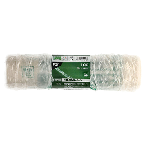 100 Hemdchen-Tragetaschen, Bio-Folie 55 x 28 20 transparent Knotenbeu - 2