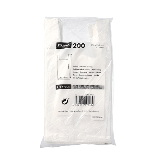 200 Hemdchen-Tragetaschen, HDPE 50 x 26 16 weiss - 2